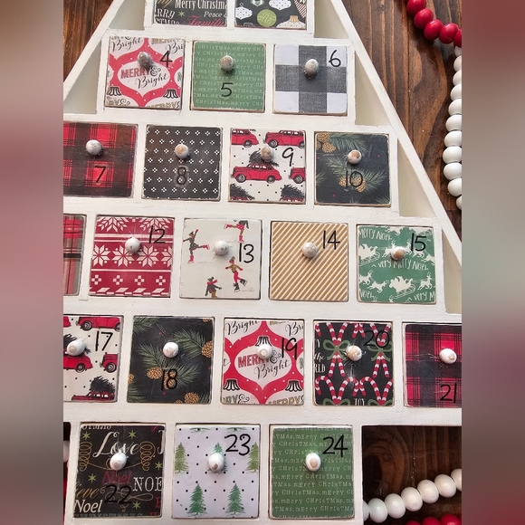 Hand Painted White Advent Tree - Picture 5 of 8